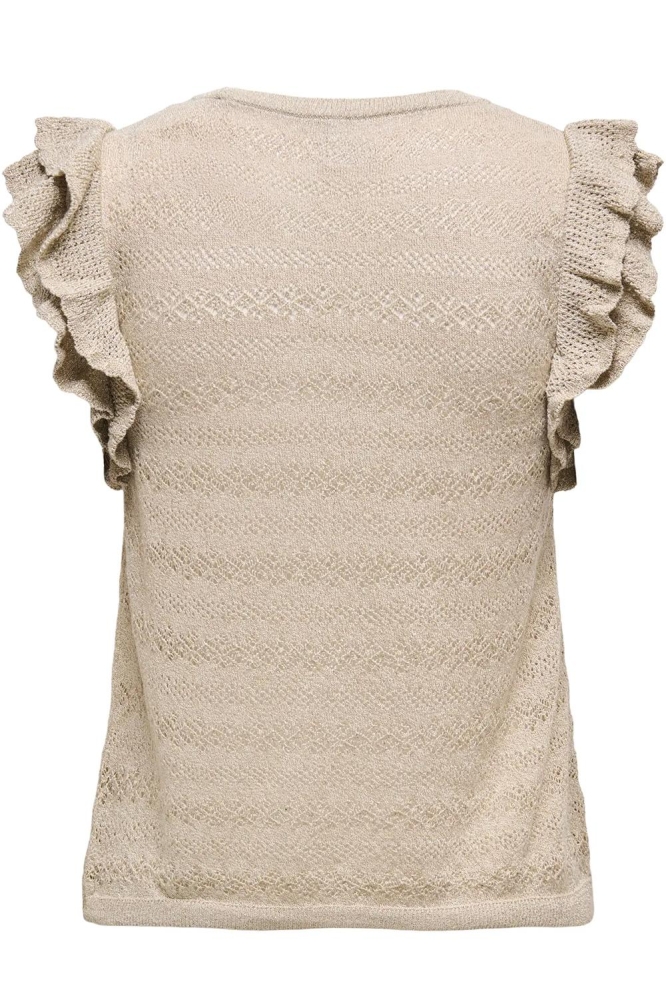 ONLAGA SL GLITTER O-NECK TOP KNT 15344402 FEATHER GRAY/FROSTED ALMOND